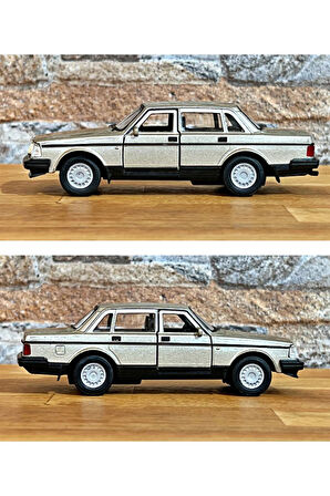 Volvo 240 GL Çek Bırak Die - Cast Metal Model Araba - Bej 11.5 cm