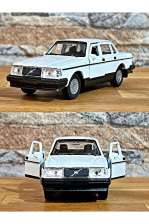 Volvo 240 GL Çek Bırak Die - Cast Metal Model Araba - Beyaz 11.5 cm