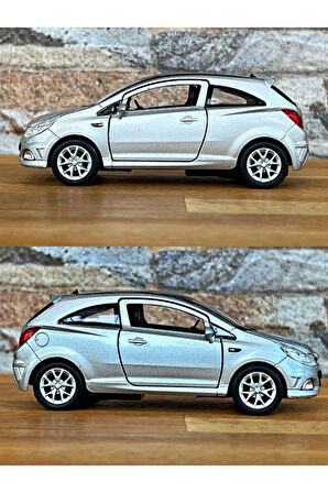 Opel Corsa OPC Çek Bırak Die - Cast Metal Model Araba - Gri 11.5 cm