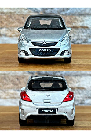 Opel Corsa OPC Çek Bırak Die - Cast Metal Model Araba - Gri 11.5 cm