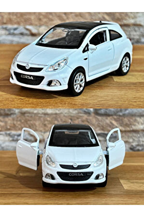 Opel Corsa OPC Çek Bırak Die - Cast Metal Model Araba - Beyaz 11.5 cm