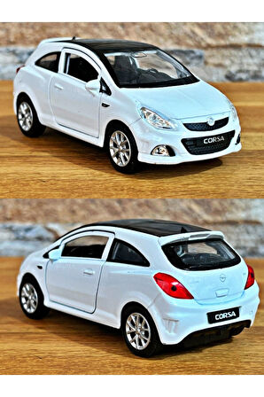 Opel Corsa OPC Çek Bırak Die - Cast Metal Model Araba - Beyaz 11.5 cm