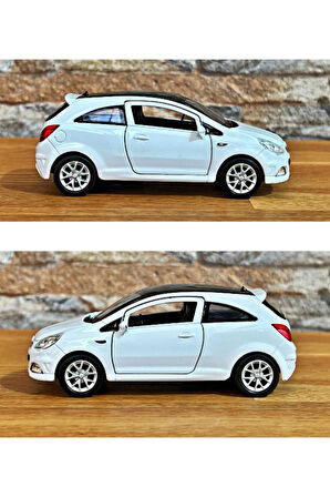 Opel Corsa OPC Çek Bırak Die - Cast Metal Model Araba - Beyaz 11.5 cm