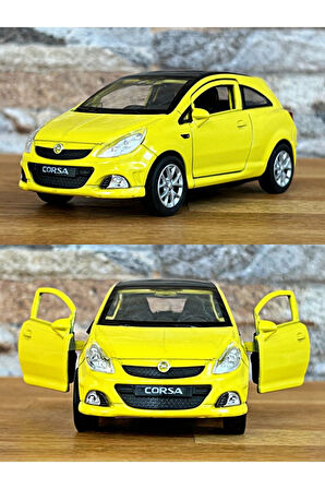 Opel Corsa OPC Çek Bırak Die - Cast Metal Model Araba - Sarı 11.5 cm