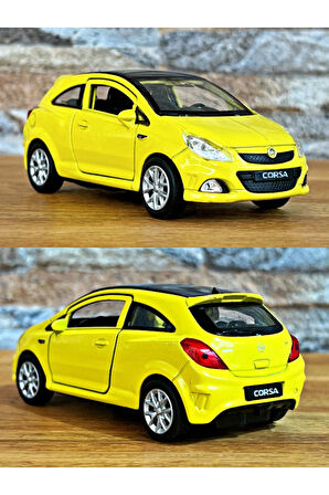 Opel Corsa OPC Çek Bırak Die - Cast Metal Model Araba - Sarı 11.5 cm