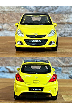 Opel Corsa OPC Çek Bırak Die - Cast Metal Model Araba - Sarı 11.5 cm