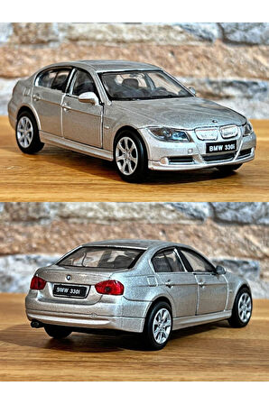 BMW 330i Çek Bırak Die - Cast Metal Model Araba - Gri 11.5 cm