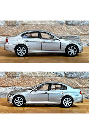 BMW 330i Çek Bırak Die - Cast Metal Model Araba - Gri 11.5 cm