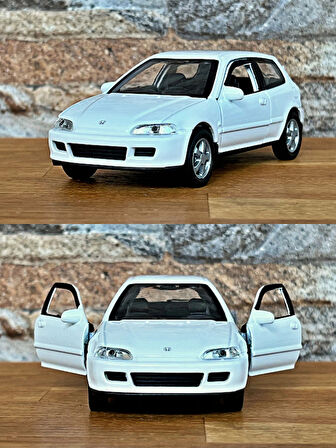 Honda Civic EG6 Çek Bırak Die - Cast Metal Model Araba - Beyaz 11.5 cm