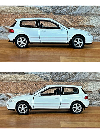 Honda Civic EG6 Çek Bırak Die - Cast Metal Model Araba - Beyaz 11.5 cm