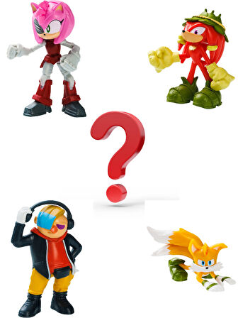 Sonic Prime 5 li Figür Set - Rebel Rouge + Tails + Dr. Don't + Gnarly Knuckles + Sürpriz 6.5 cm 