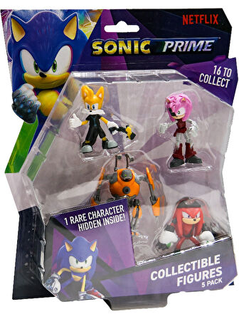 Sonic Prime 5 li Figür Set - Tails Nine + Eggforcer + Rusty Rose + Renegade Knucks + Sürpriz 6.5 cm
