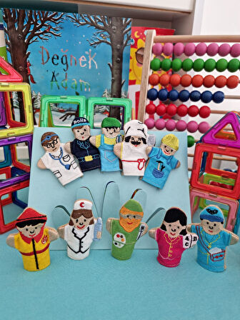 10 lu Parmak Kukla Drama Oyun Aktivite Seti - Meslekler