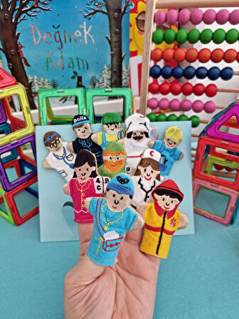 10 lu Parmak Kukla Drama Oyun Aktivite Seti - Meslekler