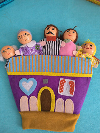 Eldivenli 5 li Aile Üyeleri 3 Boyutlu Parmak Kukla Drama Oyun Aktivite Seti