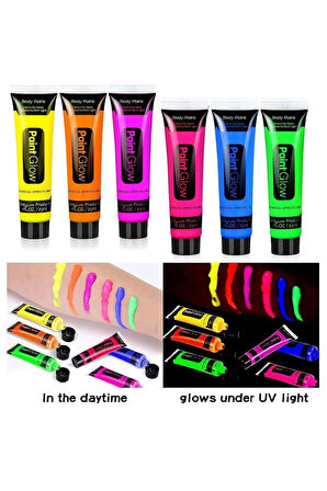 Karanlıkta Parlayan Neonlu Glow Parti Yüz Boyası 6 Renk - 6 Adet