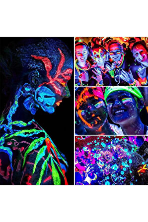 Karanlıkta Parlayan Neonlu Glow Parti Yüz Boyası 6 Renk - 6 Adet