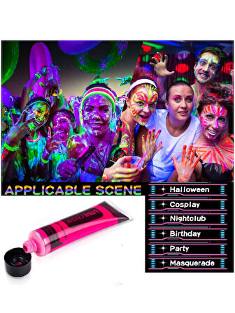 Karanlıkta Parlayan Neonlu Glow Parti Yüz Boyası - Pembe - 1 Adet
