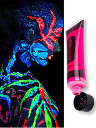 Karanlıkta Parlayan Neonlu Glow Parti Yüz Boyası - Pembe - 1 Adet