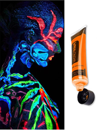 Karanlıkta Parlayan Neonlu Glow Parti Yüz Boyası - Turuncu - 1 Adet