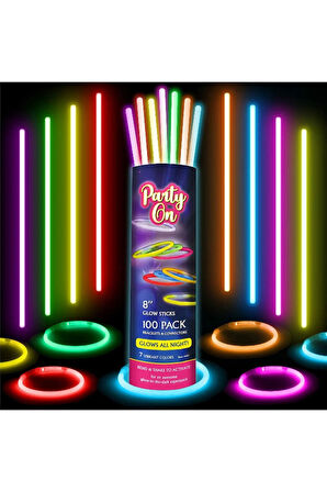 50 Adet Karanlıkta Parlayan Glow Çubuk Fosforlu Çubuk Bileklik - 8 Saat Boyunca Parlaklık