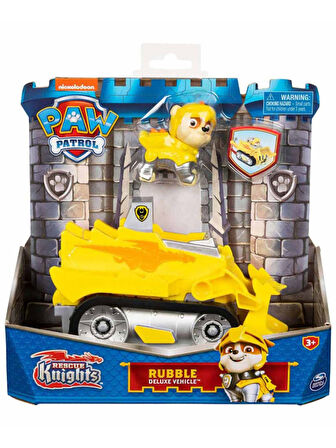 Paw Patrol Cesur Şövalyeler Görev Aracı Seti - Rubble - 19 cm