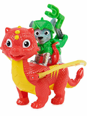 Paw Patrol Dinozorlu Kahraman Şövalyeler Oyun Seti - Rocky And Dragon Flame 20 cm