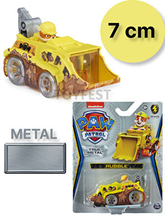 Paw Patrol Die Cast Model Koleksiyonluk Metal Araçlar - Rubble - 7 cm