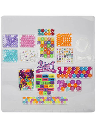 El İşi Bileklik Takı Aksesuar Yapma Seti - 2 in 1 Harfli Boncuk Hobi Seti