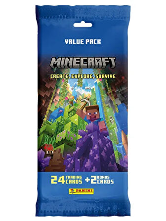 Panini Minecraft Create Explore Survive Trading Card - Fat Pack Kartı + 2 PAKET ( 52 Kart )