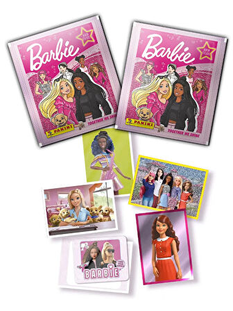 Panini Barbie Sticker Collection Album - Barbie Sticker Albümü +  1 Poster + 2 PAKET ( 16 Stickers )