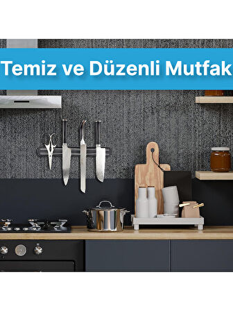 Güçlü Mıknatıslı Paslanmaz Mutfak Duvar Bıçak Askısı Standı - 55 Cm