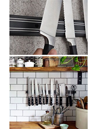 Güçlü Mıknatıslı Paslanmaz Mutfak Duvar Bıçak Askısı Standı - 33 Cm