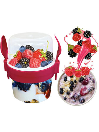 BPA Free Diyet Öğün & Kahvaltı için Çatal & Kaşıklı Kapaklı Yoğurt Müsli Salata Meyve Saklama Kabı