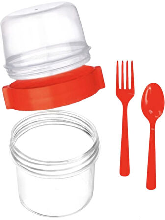 BPA Free Diyet Öğün & Kahvaltı için Çatal & Kaşıklı Kapaklı Yoğurt Müsli Salata Meyve Saklama Kabı