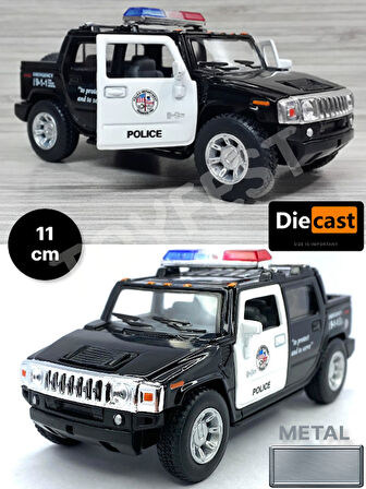 2005 Hummer H2 SUT Polis Çek Bırak Die - Cast Kapıları Açılabilen Koleksiyonluk Metal Model Araba