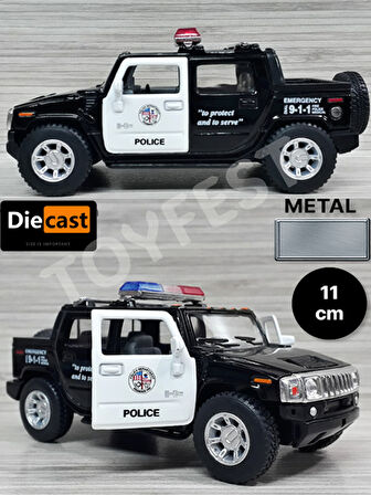 2005 Hummer H2 SUT Polis Çek Bırak Die - Cast Kapıları Açılabilen Koleksiyonluk Metal Model Araba