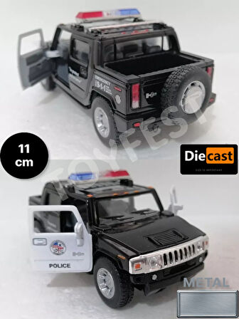 2005 Hummer H2 SUT Polis Çek Bırak Die - Cast Kapıları Açılabilen Koleksiyonluk Metal Model Araba