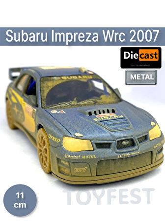 Subaru Impreza Wrc 2007 Çamurlu Çek Bırak Die - Cast Kapıları Açılabilen Metal Model Araba - 11.5 cm