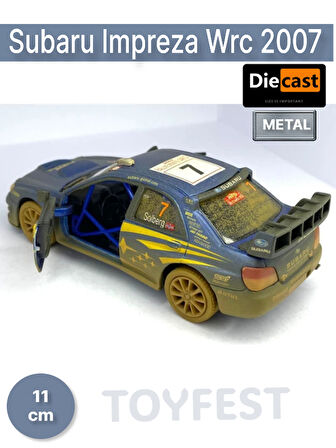 Subaru Impreza Wrc 2007 Çamurlu Çek Bırak Die - Cast Kapıları Açılabilen Metal Model Araba - 11.5 cm