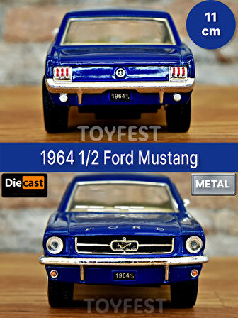 1964 1/2 Ford Mustang Çek Bırak Die - Cast Kapıları Açılabilen Metal Model Araba - Mavi 11.5 cm