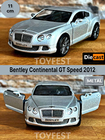 2012 Bentley Continental GT Speed Çek Bırak Kapıları Açılabilen Metal Model Araba - Metalik 11.5 cm