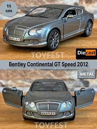 2012 Bentley Continental GT Speed Çek Bırak Kapıları Açılabilen Metal Model Araba - Füme 11.5 cm