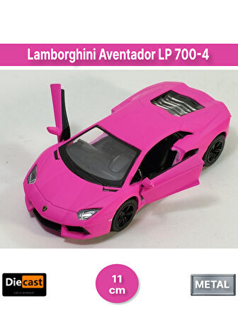 Lamborghini Aventador LP 700-4 Çek Bırak Kapıları Açılabilen Metal Model Araba - Pembe 11.5 cm