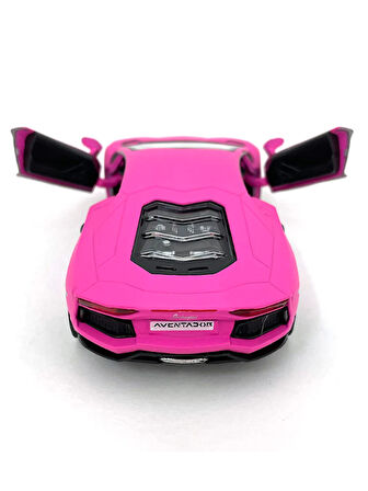 Lamborghini Aventador LP 700-4 Çek Bırak Kapıları Açılabilen Metal Model Araba - Pembe 11.5 cm