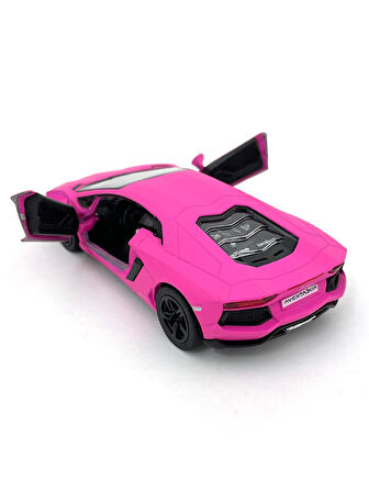 Lamborghini Aventador LP 700-4 Çek Bırak Kapıları Açılabilen Metal Model Araba - Pembe 11.5 cm