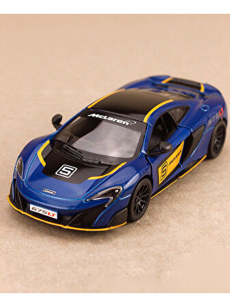 McLaren 675LT Modifiyeli Çek Bırak Die - Cast Kapıları Açılabilen Metal Model Araba - Mavi 11.5 cm