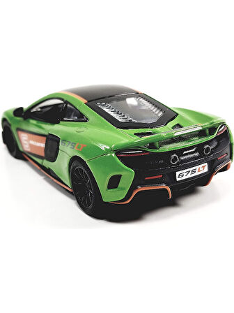 McLaren 675LT Modifiyeli Çek Bırak Die - Cast Kapıları Açılabilen Metal Model Araba - Yeşil 11.5 cm