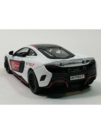 McLaren 675LT Modifiyeli Çek Bırak Die - Cast Kapıları Açılabilen Metal Model Araba - Beyaz 11.5 cm