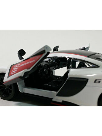 McLaren 675LT Modifiyeli Çek Bırak Die - Cast Kapıları Açılabilen Metal Model Araba - Beyaz 11.5 cm